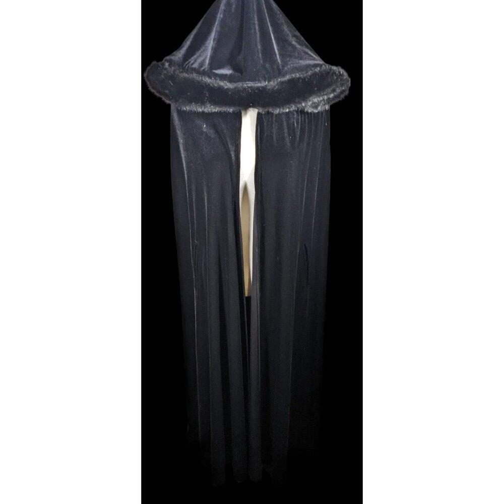 Vintage Gothic Jeffrey & Dara Evenings By Tom Barra Velvet Hooded Cloak With Fau